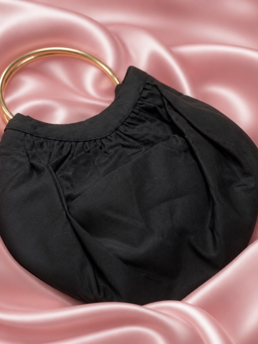 Koret Vintage Black Evening Bag with Gold Metal Handle